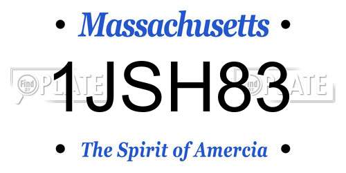 1JSH83 Massachusetts License Plate