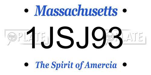 1JSJ93 Massachusetts License Plate
