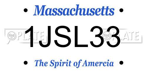 1JSL33 Massachusetts License Plate