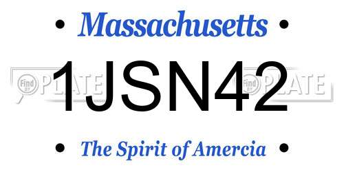 1JSN42 Massachusetts License Plate