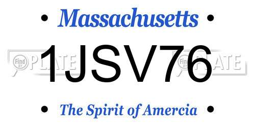 1JSV76 Massachusetts License Plate