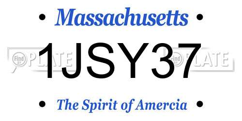 1JSY37 Massachusetts License Plate