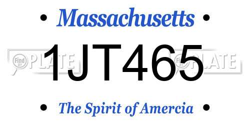 1JT465 Massachusetts License Plate