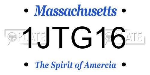 1JTG16 Massachusetts License Plate