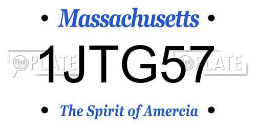 1JTG57 Massachusetts License Plate