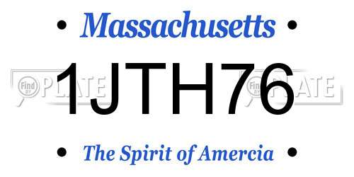 1JTH76 Massachusetts License Plate