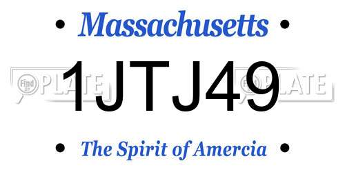 1JTJ49 Massachusetts License Plate