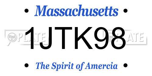 1JTK98 Massachusetts License Plate