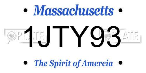 1JTY93 Massachusetts License Plate