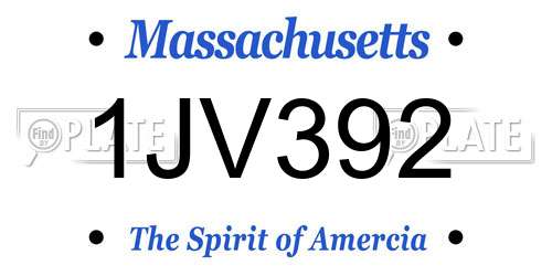 1JV392 Massachusetts License Plate