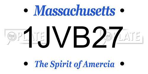 1JVB27 Massachusetts License Plate