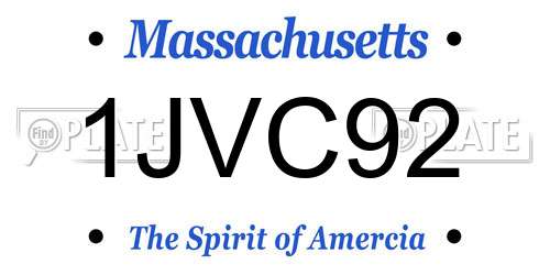 1JVC92 Massachusetts License Plate