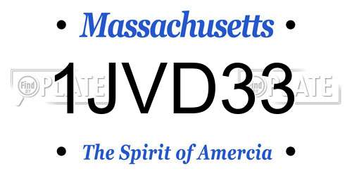 1JVD33 Massachusetts License Plate