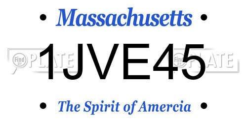 1JVE45 Massachusetts License Plate