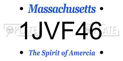 1JVF46 Massachusetts License Plate