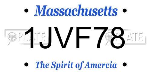 1JVF78 Massachusetts License Plate