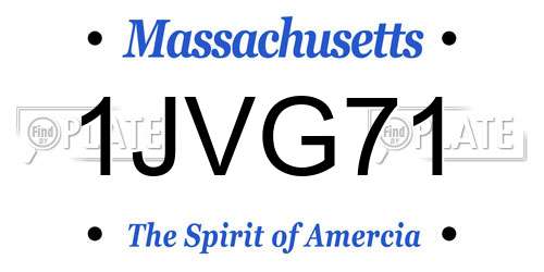 1JVG71 Massachusetts License Plate