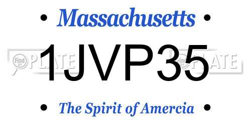 1JVP35 Massachusetts License Plate