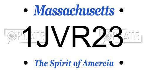1JVR23 Massachusetts License Plate