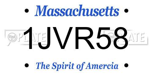 1JVR58 Massachusetts License Plate