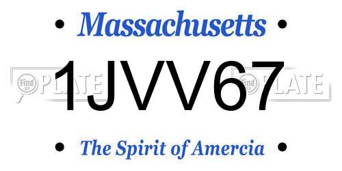 1JVV67 Massachusetts License Plate