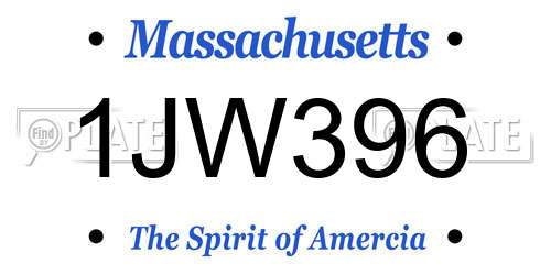 1JW396 Massachusetts License Plate