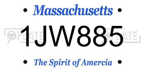 1JW885 Massachusetts License Plate