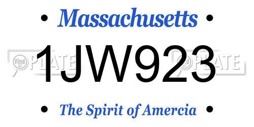 1JW923 Massachusetts License Plate