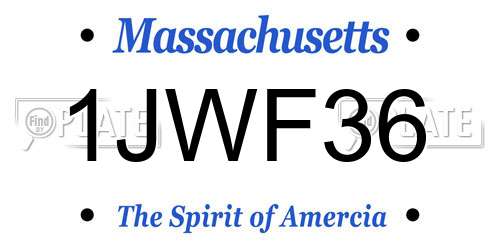 1JWF36 Massachusetts License Plate