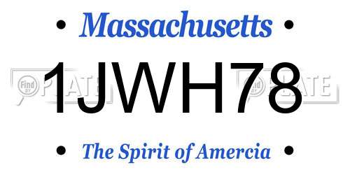 1JWH78 Massachusetts License Plate