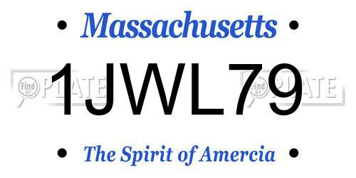 1JWL79 Massachusetts License Plate