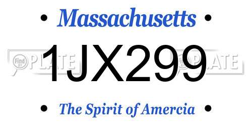 1JX299 Massachusetts License Plate