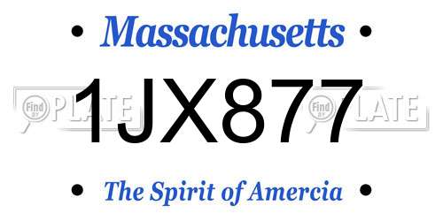 1JX877 Massachusetts License Plate