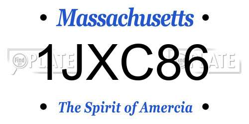 1JXC86 Massachusetts License Plate