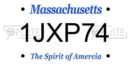 1JXP74 Massachusetts License Plate