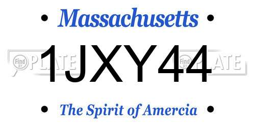 1JXY44 Massachusetts License Plate