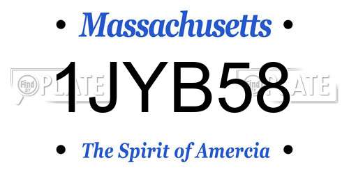 1JYB58 Massachusetts License Plate