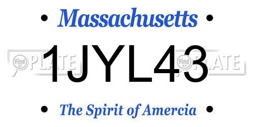 1JYL43 Massachusetts License Plate