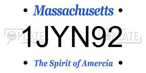1JYN92 Massachusetts License Plate