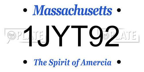 1JYT92 Massachusetts License Plate