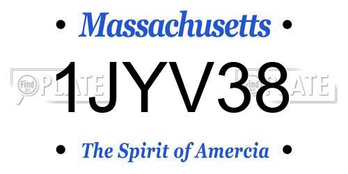 1JYV38 Massachusetts License Plate
