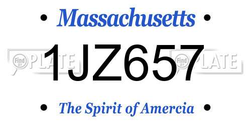 1JZ657 Massachusetts License Plate