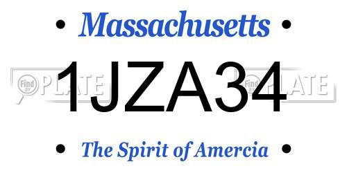 1JZA34 Massachusetts License Plate