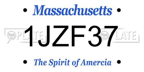 1JZF37 Massachusetts License Plate