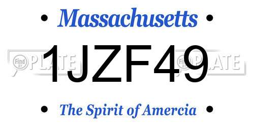 1JZF49 Massachusetts License Plate