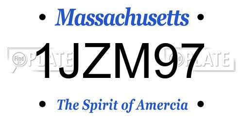 1JZM97 Massachusetts License Plate