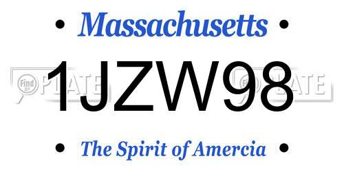 1JZW98 Massachusetts License Plate