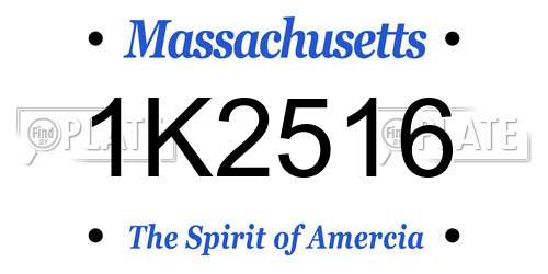 1K2516 Massachusetts License Plate