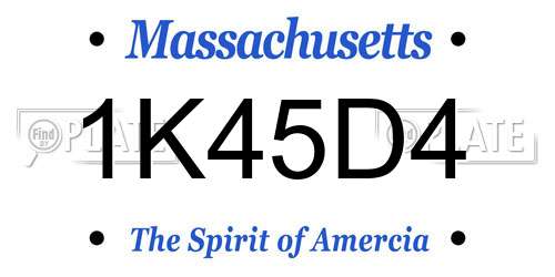 1K45D4 Massachusetts License Plate