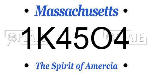 1K45O4 Massachusetts License Plate